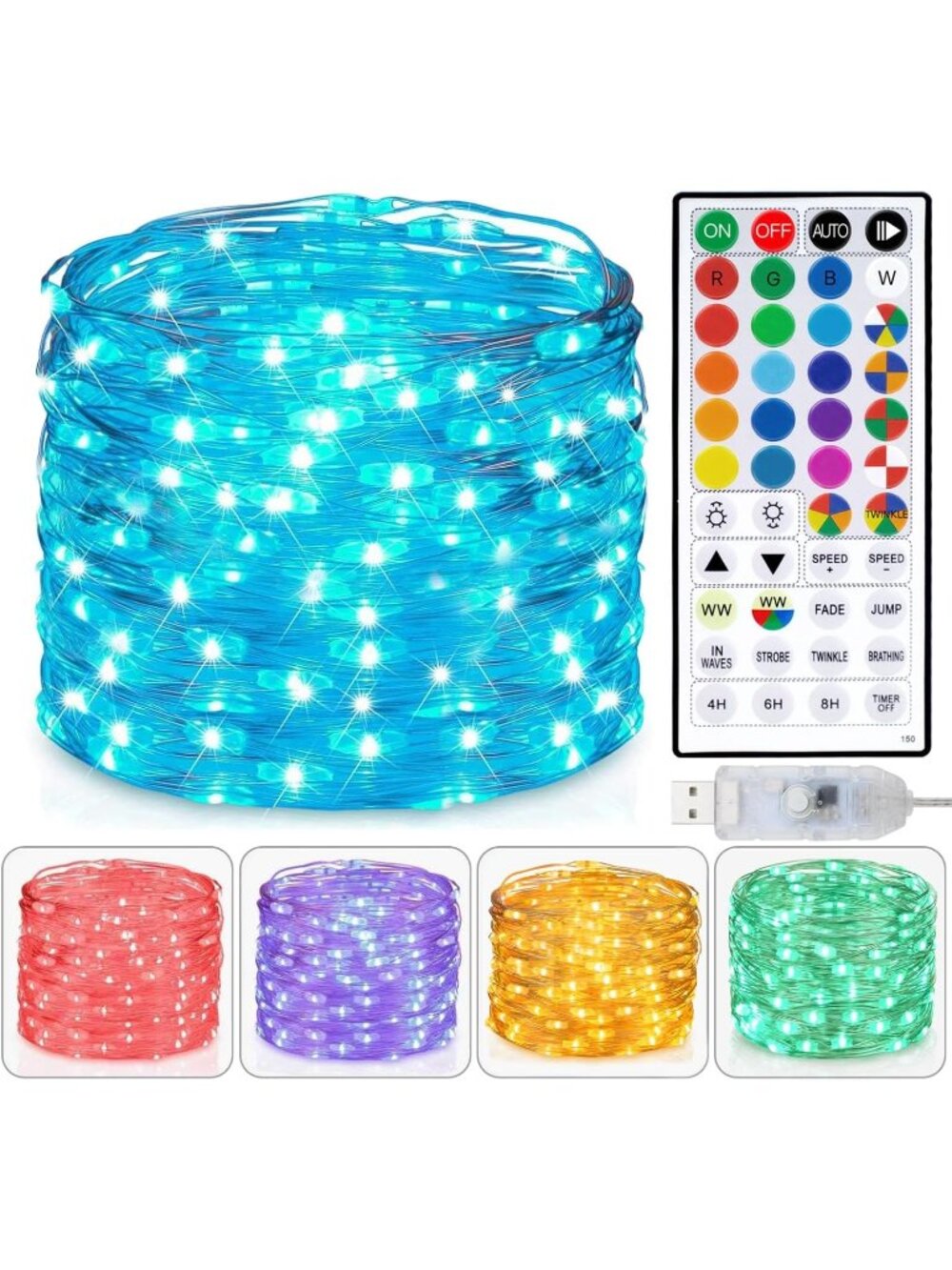 New Fairy Lights USB Plug in 33ft 100LEDs with Remote
